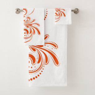 Oranje draai op witte achtergrond bad handdoek