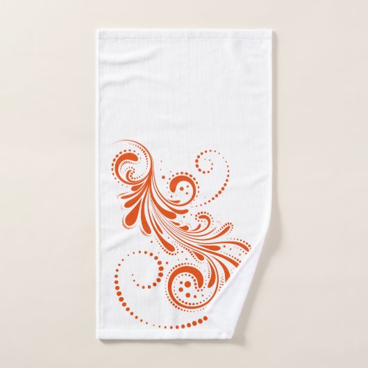 Oranje draai op witte achtergrond bad handdoek (Handdoek)