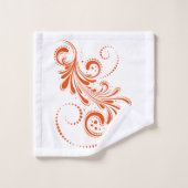 Oranje draai op witte achtergrond bad handdoek (Wasdoekje)