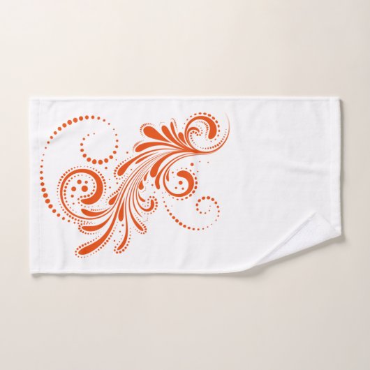 Oranje draai op witte achtergrond bad handdoek (Handdoek)