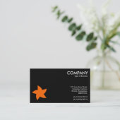 Oranje draaiend stersymbool - zwart visitekaartje (Staand voorkant)