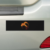 Oranje draak bumpersticker (Op auto)