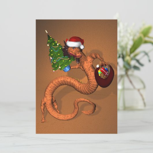 Oranje draak kaart (Staand voorkant)