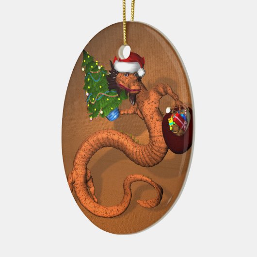 Oranje draak keramisch ornament (Links)