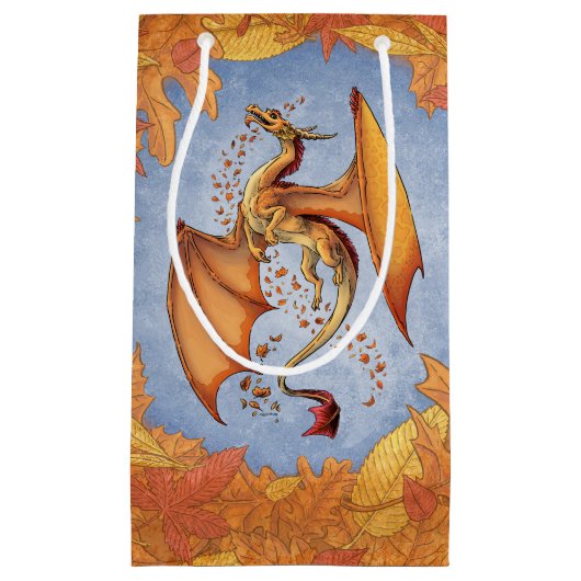 Oranje draak van de herfst Fantasy Art Klein Cadeauzakje (Voorkant)