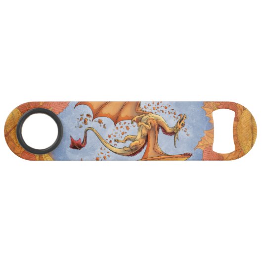 Oranje draak van de herfst Fantasy Art Speed Flessenopener (Voorkant (Horizontaal))