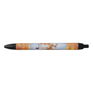 Oranje draak van de herfst Fantasy Art Zwarte Inkt Pen