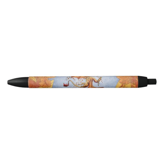 Oranje draak van de herfst Fantasy Art Zwarte Inkt Pen (Voorkant)