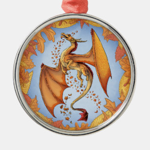 Oranje draak van de najaarse Natuur Fantasy Art Metalen Ornament