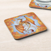 Oranje draak van de najaarse Natuur Fantasy Art Onderzetter (Linkerzijde)