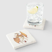 Oranje draak van de najaarse Natuur Fantasy Art Stenen Onderzetter (Zijkant)