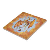 Oranje draak van de najaarse Natuur Fantasy Art Tegeltje (Zijkant)