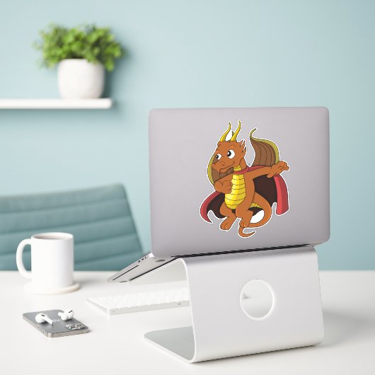 Oranje dragon Cartoon Aangepast-besnoeiing vinylst Sticker (Laptop op bureau)