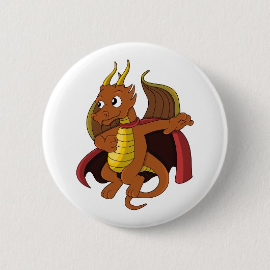 oranje dragon Cartoon Button (Voorkant)