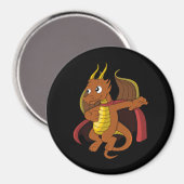 Oranje dragon Cartoon Magnet (Voorkant / Achterkant)
