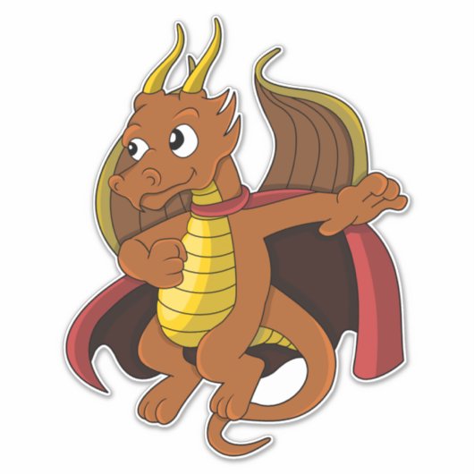 Oranje dragon Cartoon sticker (Voorkant)