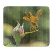 Oranje dragonfly op Rosebud Snijplank (Voorkant)