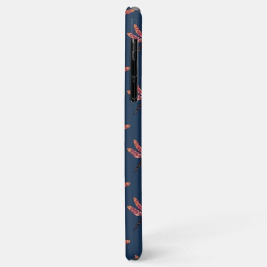 Oranje dragonfly-patroon op blauwe achtergrond Case-Mate iPhone case (Achterkant/links)