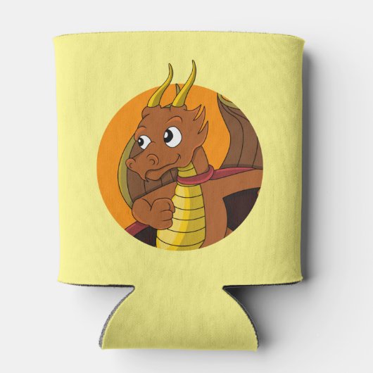 Oranje drakencartoon blikjeskoeler (Achterkant)