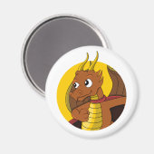 Oranje drakencartoon magneet (Voorkant / Achterkant)