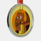 Oranje drakencartoon metalen ornament (Rechts)