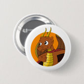 Oranje drakencartoon ronde button 5,7 cm (Voorkant /achterkant)
