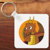 Oranje drakencartoon sleutelhanger (Voorkant)