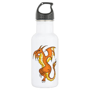 Oranje drakentekening waterfles