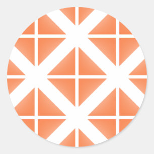 Oranje driehoekspatroon ronde sticker