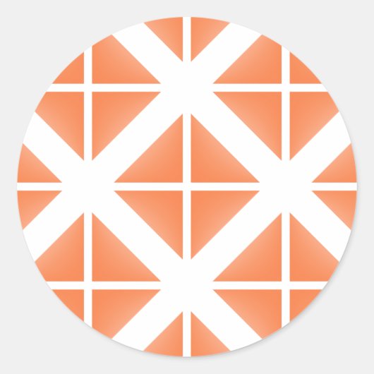 Oranje driehoekspatroon ronde sticker (Voorkant)