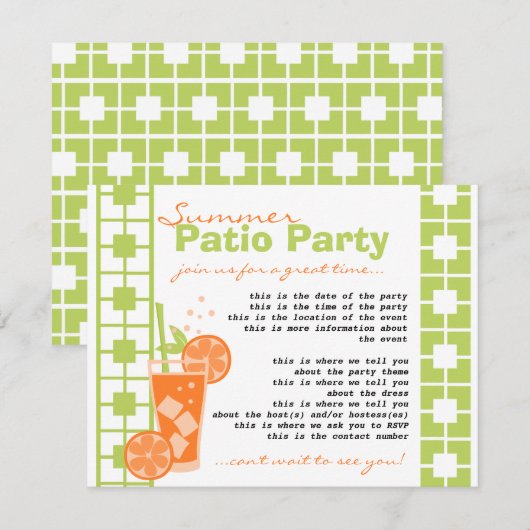 Oranje Drink Kaart (Voorkant / Achterkant)