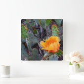 Oranje druppeltjes Prickly Pear Opuntia Cactus Vierkante Klok (Huis)