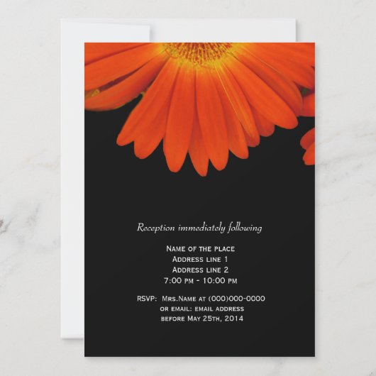 Oranje duitse bloem Christelijke bruiloft Kaart (Achterkant)