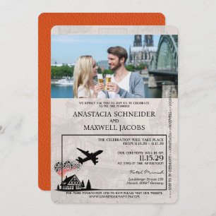 Oranje Duitsland Passport Wedding Kaart