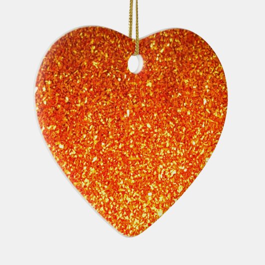 Oranje dun glitter hart ornament (Rechts)