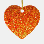 Oranje dun glitter hart ornament (Voorkant)