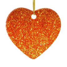 Oranje dun glitter hart ornament