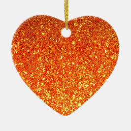 Oranje dun glitter hart ornament