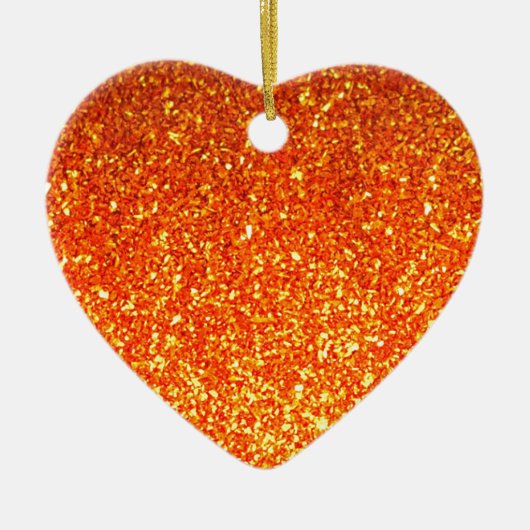 Oranje dun glitter hart ornament (Voorkant)