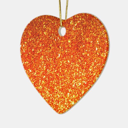 Oranje dun glitter hart ornament (Links)
