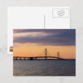 Oranje Dusk Mackinac Bridge Briefkaart (Voorkant / Achterkant)
