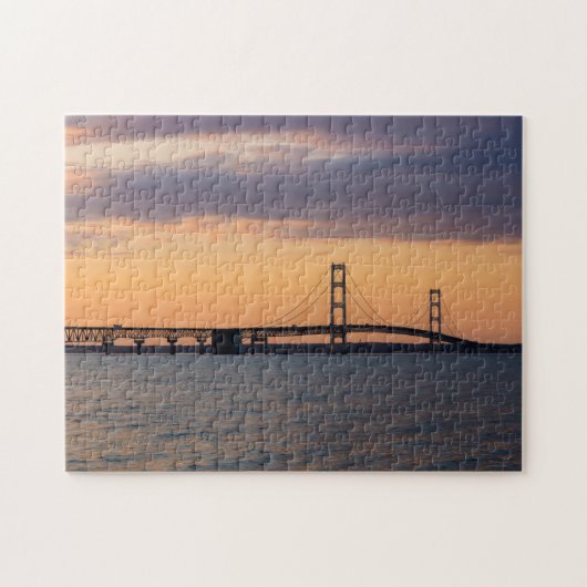 Oranje Dusk Mackinac Bridge Legpuzzel (Horizontaal)