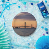 Oranje Dusk Mackinac Bridge Papieren Bordje (Feest)