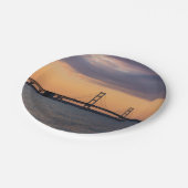 Oranje Dusk Mackinac Bridge Papieren Bordje (Gekanteld)