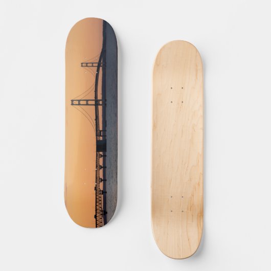 Oranje Dusk Mackinac Bridge Skateboard (Voorkant)