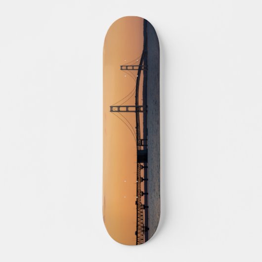 Oranje Dusk Mackinac Bridge Skateboard (Voorkant)