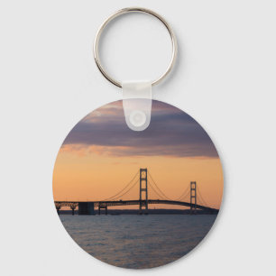 Oranje Dusk Mackinac Bridge Sleutelhanger