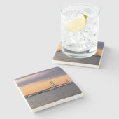 Oranje Dusk Mackinac Bridge Stenen Onderzetter (Zijkant)