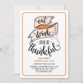 Oranje Eat Drink en dankbare Thanksgiving Kaart (Voorkant)