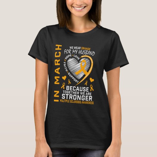 Oranje Echtgenoot Multiple Sclerose Bewustzijn Har T-shirt (Voorkant)